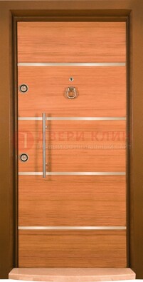 Коричневая входная дверь c МДФ панелью ЧД-11 в частный дом в Ногинске