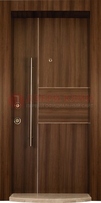 Коричневая входная дверь c МДФ панелью ЧД-12 в частный дом в Ногинске