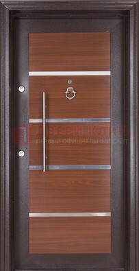 Коричневая входная дверь c МДФ панелью ЧД-27 в частный дом в Ногинске