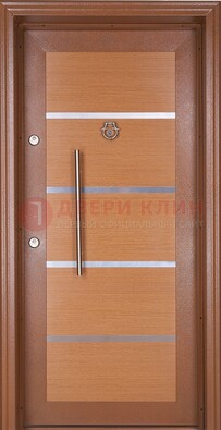 Коричневая входная дверь c МДФ панелью ЧД-33 в частный дом в Ногинске