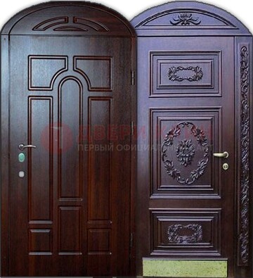 Стильная железная арочная дверь с декоративным элементом ДА-24 в Ногинске