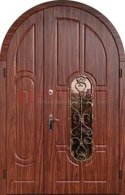 Арочная двухстворчатая стальная дверь Винорит ДА-54 в Ногинске