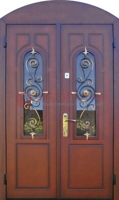 Двухстворчатая стальная дверь Винорит в форме арки ДА-55 в Ногинске