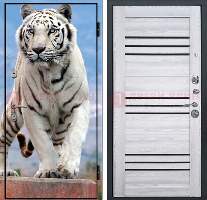 Стальная дверь с фотопечатью тигра ДФ-12 в Мурманске