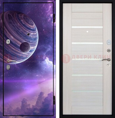 Стальная дверь с фотопечатью планеты ДФ-19 в Ногинске
