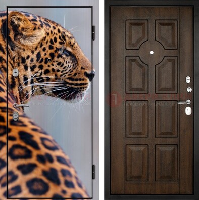 Металлическая дверь с фотопечатью леопарда ДФ-26 в Ногинске