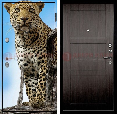 Железная дверь с рисунком гепарда снаружи ДФ-27 в Ногинске