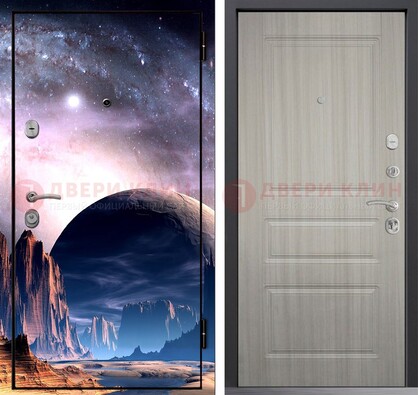 Железная дверь с фотопечатью космоса и планеты ДФ-50 в Ногинске