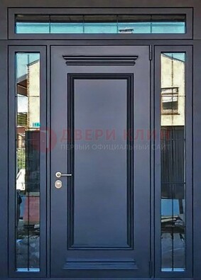 Черная металлическая дверь с фрамугой и филенкой ДФГ-19 в Видном