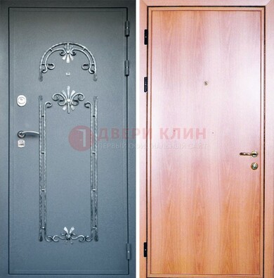 Железная дверь с ковкой ламинат внутри ДК-11 в квартиру в Ногинске