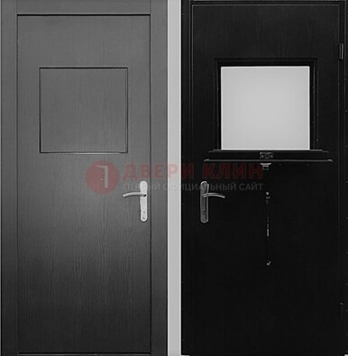 Черная стальная дверь в кассу ламинат внутри ДКС-3 в Ногинске