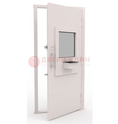Белая металлическая дверь в кассу с нитроэмалью ДКС-4 в Ногинске