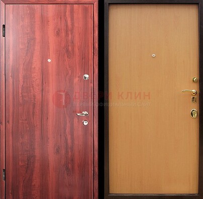 Красная железная дверь с ламинатом ДЛ-3 в Ногинске