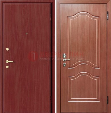 Красная металлическая дверь с ламинатом МДФ внутри ДЛ-8 в Ногинске