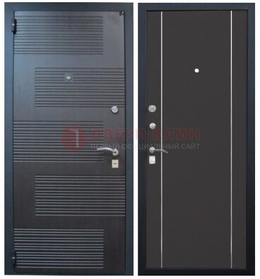 Темная металлическая дверь с МДФ ДМ-105 в деревянный дом в Ногинске