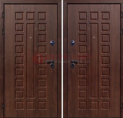Коричневая железная дверь с МДФ снаружи ДМ-113 в Дмитрове