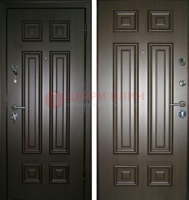 Темная металлическая дверь с МДФ ДМ-136 в квартиру в Ногинске