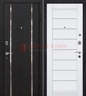 Черная входная дверь с МДФ и декоративными вставками ДМ-143 в Ногинске