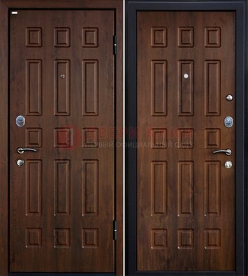 Коричневая металлическая дверь с МДФ ДМ-156 для квартиры в Ногинске
