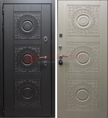 Темная стальная дверь с МДФ ДМ-161 для коттеджа в Ногинске