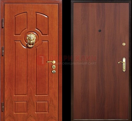 Оранжевая стальная дверь с МДФ ламинат внутри ДМ-18 в квартиру в Ногинске