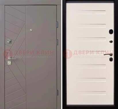 Светло-серая стальная филенчатая дверь с МДФ ДМ-199 в Одинцово