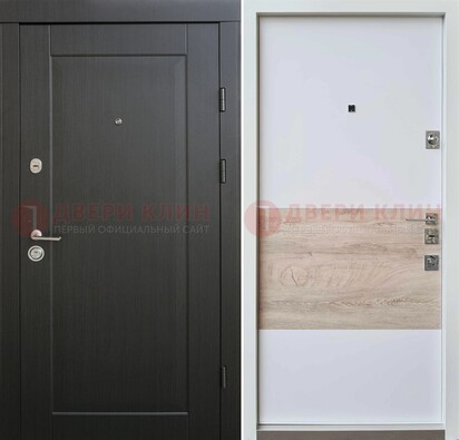 Черная металлическая дверь с белой МДФ внутри ДМ-230 в Ногинске