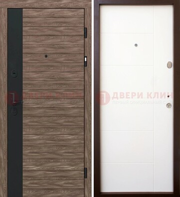 Коричневая входная дверь с черной вставкой МДФ ДМ-239 в Ногинске