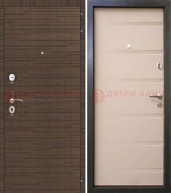 Коричневая  железная дверь c фрезерованной МДФ ДМ-248 в Ногинске