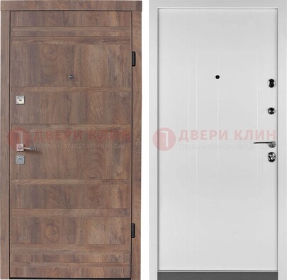 Коричневая металлическая дверь белая МДФ внутри ДМ-274 в Перми