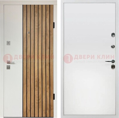 Белая с коричневой вставкой филенчатая дверь МДФ ДМ-278 в Ногинске
