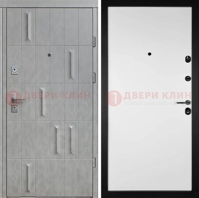 Серая стальная дверь с рисунком МДФ и внутри Белый ясень ДМ-280 в Ногинске