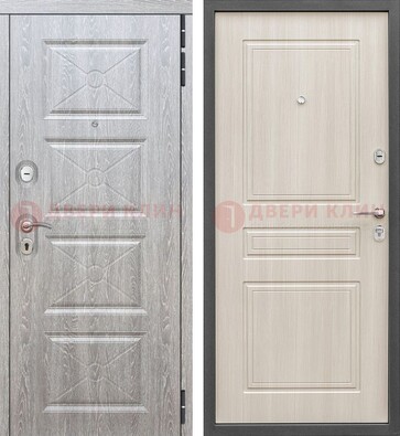 Железная серая дверь со светлой МДФ ДМ-302 в Ногинске
