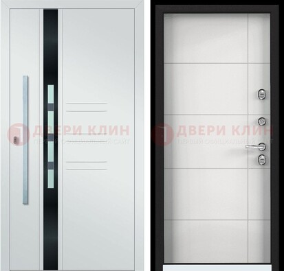 Металлическая дверь в белом цвете с МДФ ДМ-323 в Ногинске