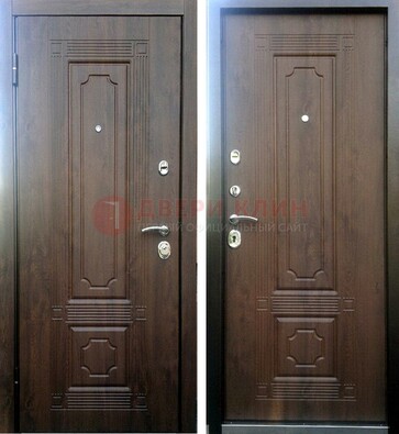 Коричневая металлическая дверь с МДФ ДМ-32 на дачу в Ногинске