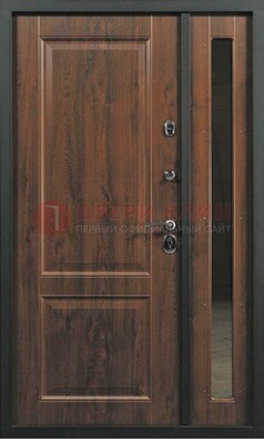 Темная железная дверь с панелью МДФ с зеркалом ДМ-338 в Ногинске