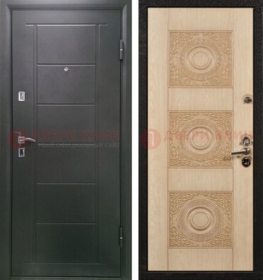 Темная железная дверь с МДФ в квартиру ДМ-344 в Ногинске
