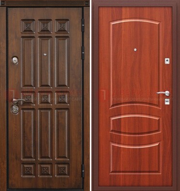 Темная металлическая дверь с МДФ и узором ДМ-364 в Ногинске