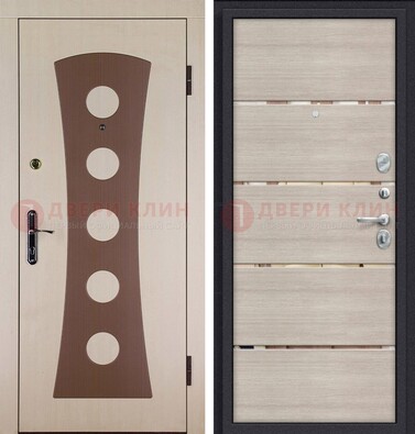 Светлая металлическая дверь с МДФ в квартиру ДМ-365 в Ногинске