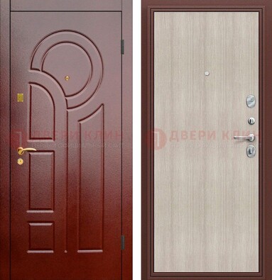 Красная металлическая дверь с МДФ панелями ДМ-368 в Ногинске
