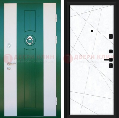 Зеленая железная дверь с панелями МДФ ДМ-369 в Ногинске