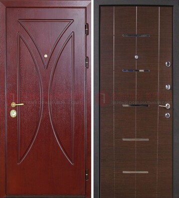 Темно-красная железная дверь с МДФ ДМ-370 в Ногинске