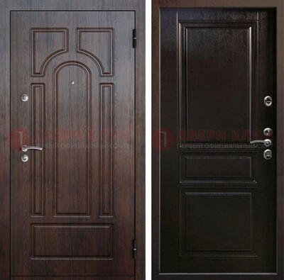 Железная дверь с коричневыми панелями МДФ ДМ-382 в Домодедово