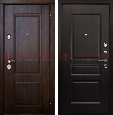 Классическая железная дверь с темными МДФ панелями ДМ-390 в Ногинске