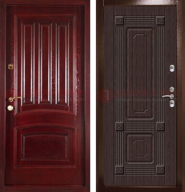 Красная стальная дверь с филенчатой МДФ ДМ-398 в Ногинске