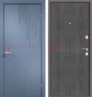 Синяя металлическая дверь МДФ в квартиру ДМ-434 в Ногинске