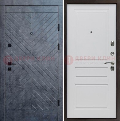Серая металлическая дверь с декоративной МДФ ДМ-439 в Домодедово