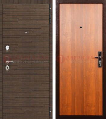 Коричневая стальная дверь с двумя МДФ ДМ-457 в Краснознаменске