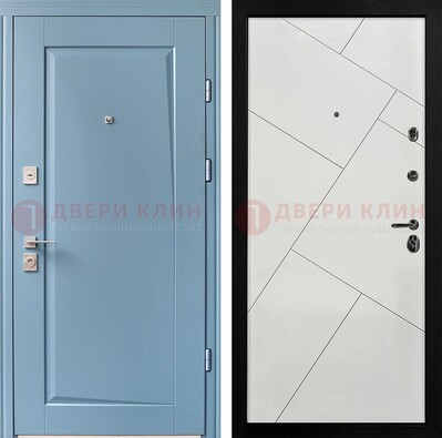Синяя железная дверь с МДФ панелями ДМ-491 в Ногинске