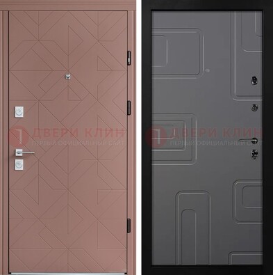 Красная стальная дверь в квартиру с МДФ хайтек ДМ-493 в Ногинске